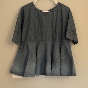 AG Chambray Ombré Peplum Swing Top, Size M